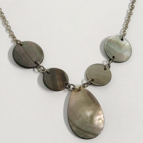 Premier Designs Tahiti Mother of Pearl Silver Plated Boho Chic Necklace - Picture 6 of 12